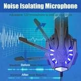 UHM Stereo Gaming Headset Wired for PS5 PS4 PC Xbox One Controller, Noise Cancelling Over Ear Headphones with Mic, LED Light, Bass Surround, Soft Memory Earmuffs,Blue