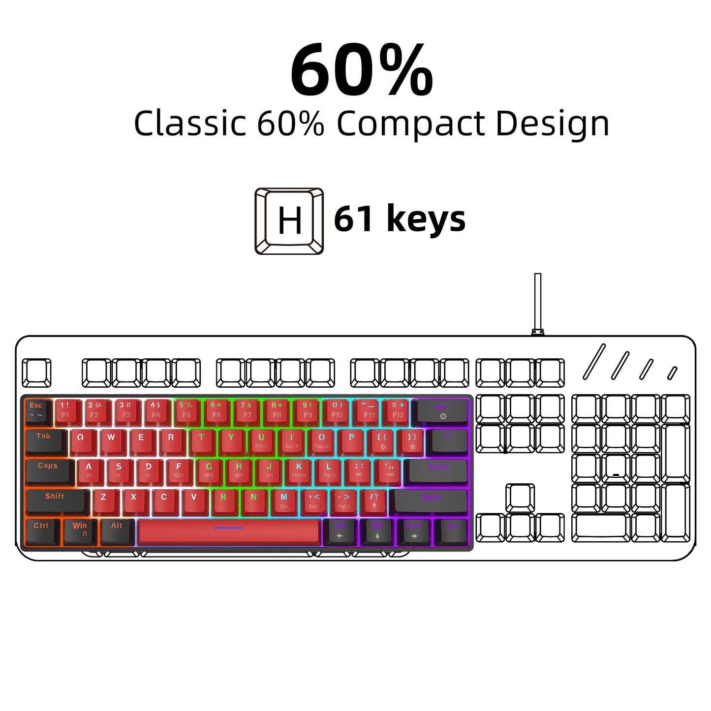 UHM V900 Gaming Keyboard,Black Red