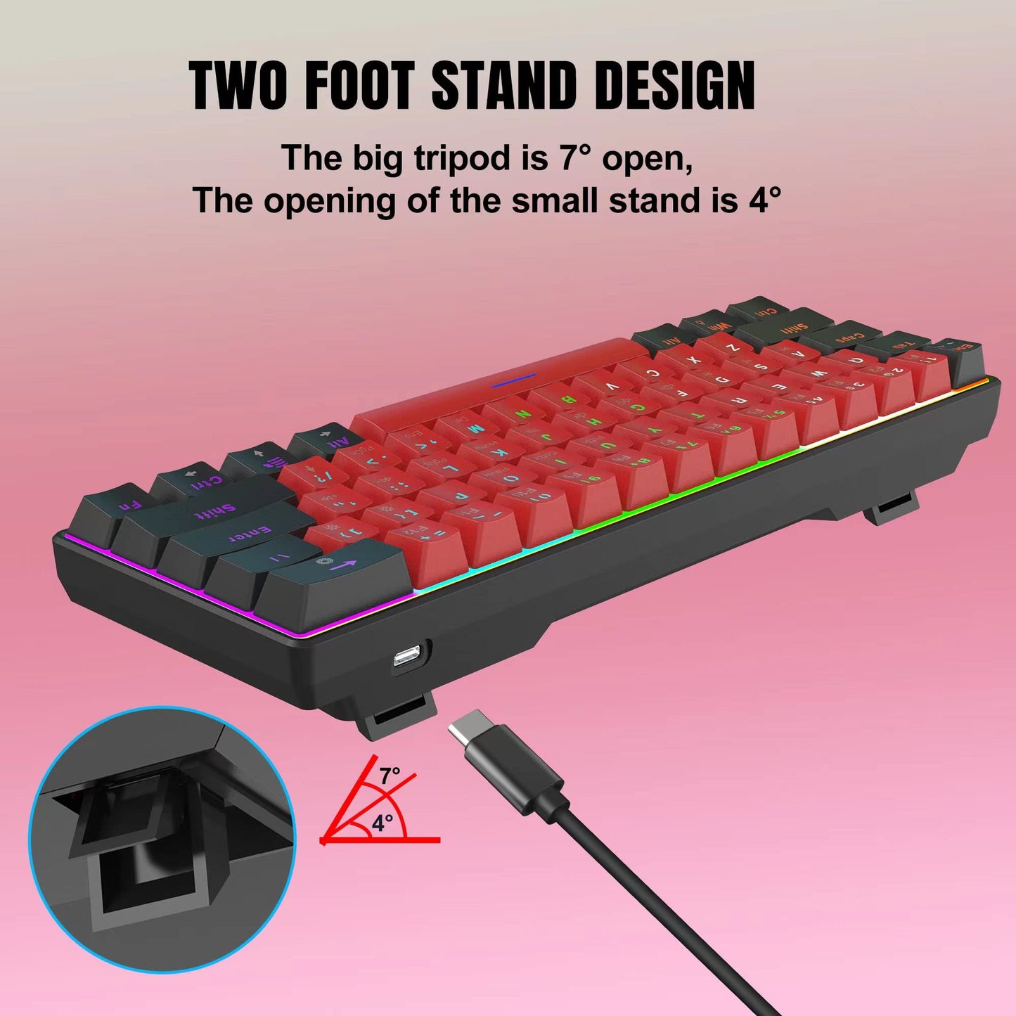UHM V900 Gaming Keyboard,Black Red