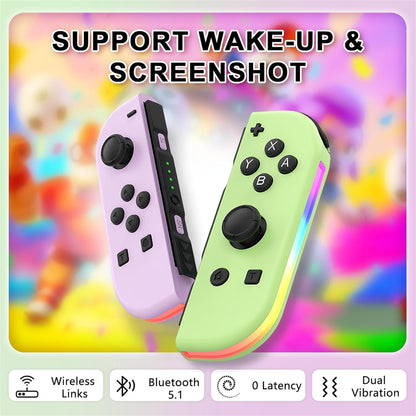 RCY Joypad Controller for Nintendo Switch，Purple Green with LED